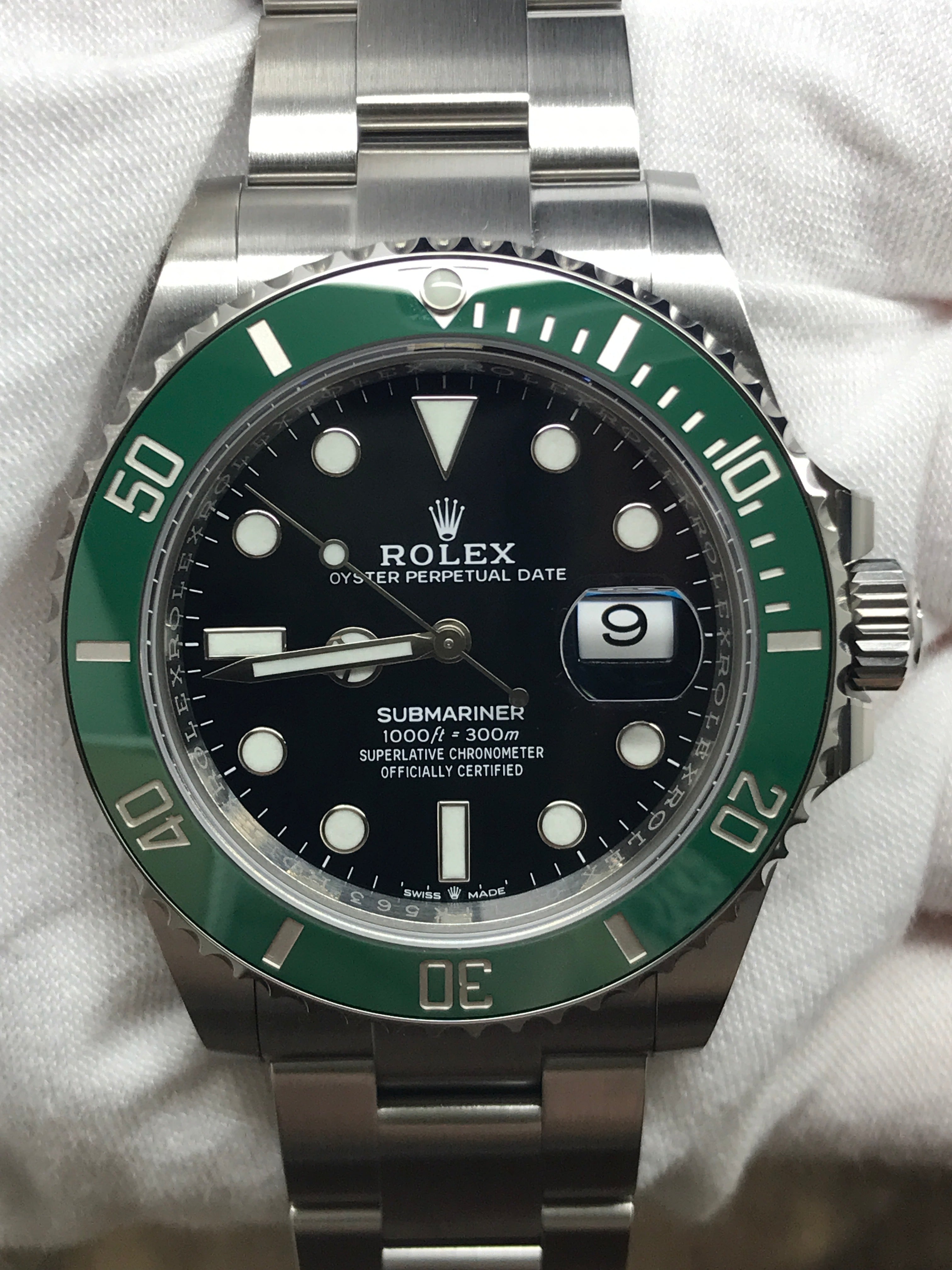 Authenticated Used Rolex Submariner Date 126610LV green bezel black dial  watch 