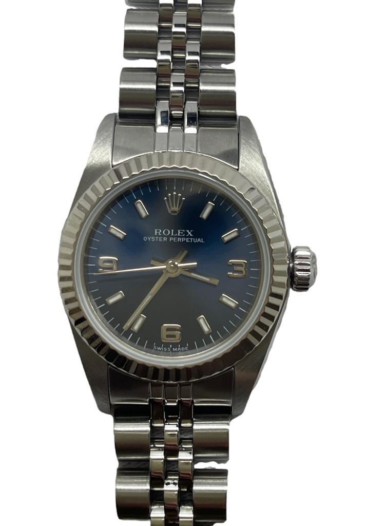 Rolex Oyster Perpetual 26mm 76094 Blue Dial Automatic Women s Watch