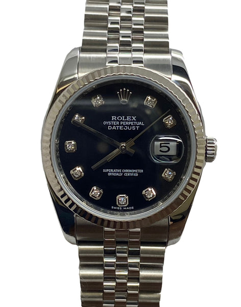 Rolex Datejust 36mm 116234 Black Diamond Dial Automatic Watch