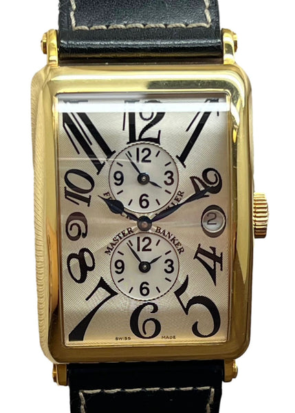 Franck Muller Long Island Master Banker 18K Yellow Gold 1200MB Silver Opaline Dial Automatic Men's Watch