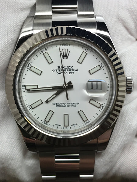 Rolex Datejust II 41mm 116334 White Dial Automatic Men's Watch