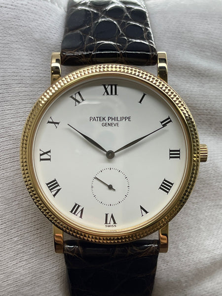 Patek Philippe Calatrava Custom Strap 3919J  White Roman Dial Manual Wind Men's Watch