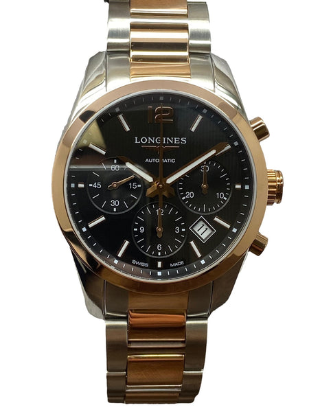 Longines Conquest Classic Chronograph 41mm Steel & Rose Gold L2.786.5 Black Dial Automatic Men's Watch