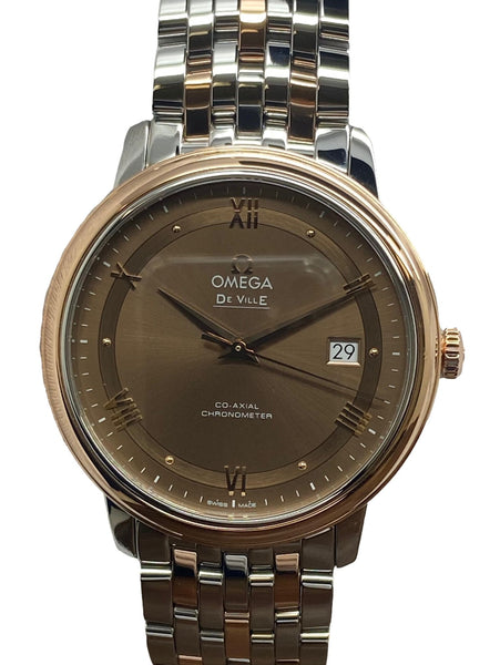 Omega De Ville Prestige 39.5mm SS & 18K Rose Gold 424.20.40.20.13.001 Brown Dial Automatic Men's Watch