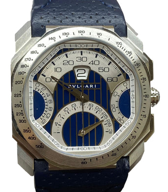 Bulgari Gerald Genta Octo Quadri-Retro Maserati BGO 45 S CHQR Blue Dial Automatic Men's Watch