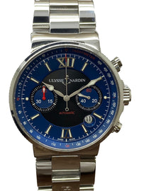 Ulysse Nardin Maxi Marine Chronograph 41mm B&P 353-66-3 Blue Dial Automatic Men's Watch