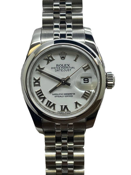 Rolex Datejust 26mm 179160 White Roman Dial Automatic Women's Watch