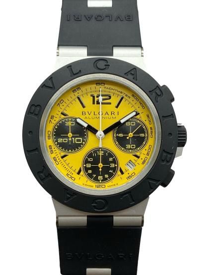Bulgari Aluminum Chronograph Vision Gran Turismo LE BB41ATCH Yellow Dial Automatic Men's Watch