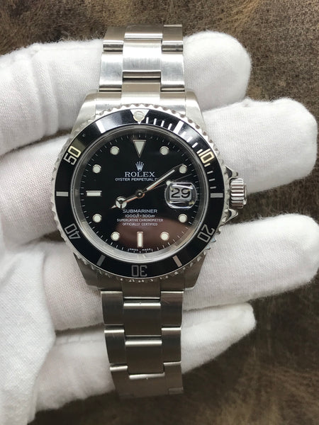 Rolex Submariner Date SEL NO Holes 16610 Black Dial Automatic Men's Watch