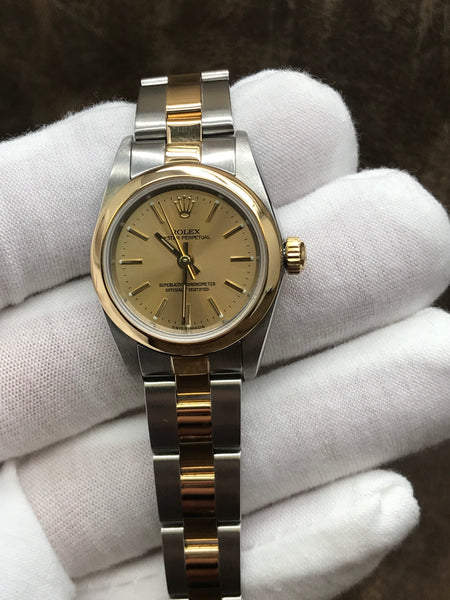 Rolex Oyster Perpetual 76183 Champagne Dial Automatic Women's Watch