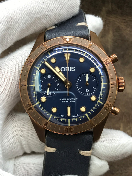 Oris Carl Brashear Chronograph Limited Edition 01.771.7744.3185 Blue Dial Automatic  Men's Watch