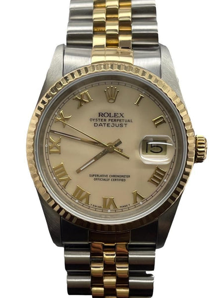 Rolex Datejust 36mm 16233 Cream Roman Dial Automatic Watch