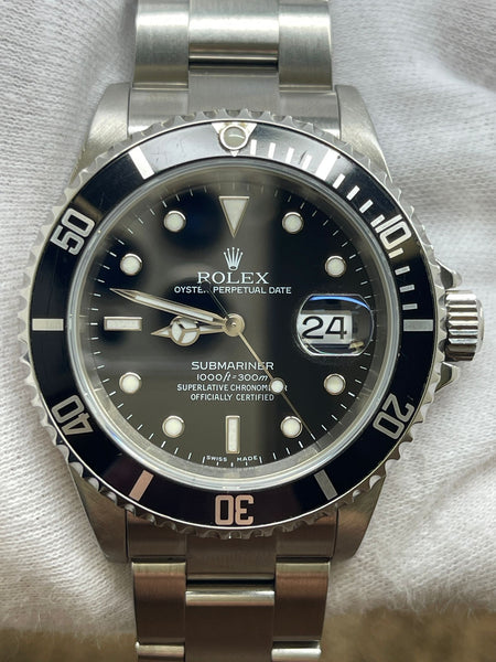 Rolex Submariner Date SEL NO Holes 16610 Black Dial Automatic Men's Watch